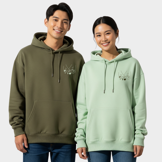 2 Pack : Olive Green and Pista Green Pinky Promise Couple Hoodies