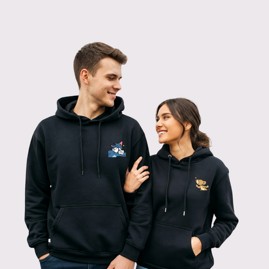 2 Pack : Tom & Jerry Kissing Black Couple Hoodie
