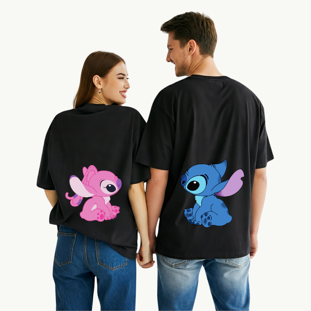 2 Pack Angel Stitch Couple T Shirt Hey Heart