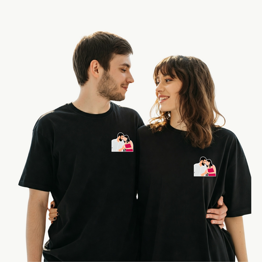 T-Shirt Photo Customised(Single/Couple) - Embroidery and Printed