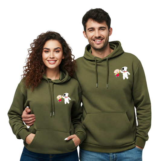 2 Pack : Stewie Griffin Olive Green Couple Hoodies