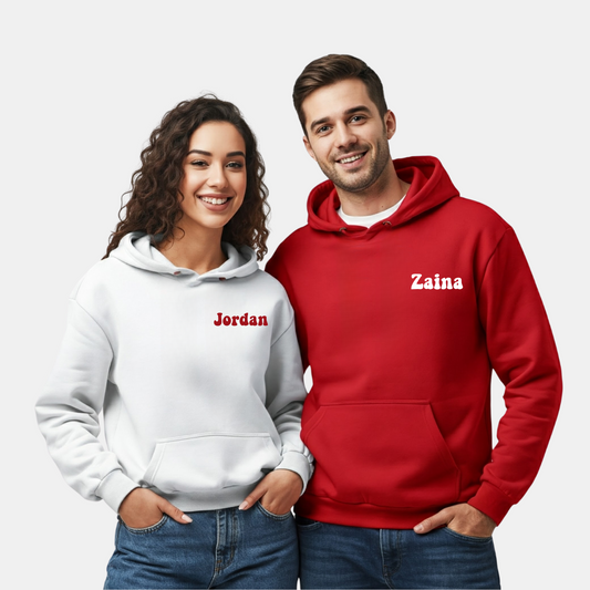 2 Pack : Custom Name with Sleeve Lyrics Couple Hoodies