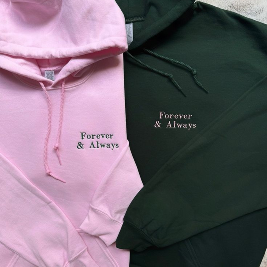 2 Pack : Forever & Always Custom Embroidery Couple Hoodies