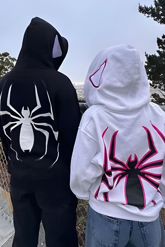 2 Pack : Spiderman Multiverse Black and White Couple Hoodies