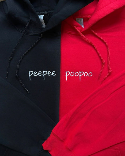 2-Pack: Custom Text Embroidery Couple Hoodies