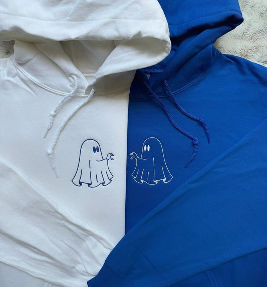 2-Pack: Ghost Making Heart Embroidery Couple Hoodies