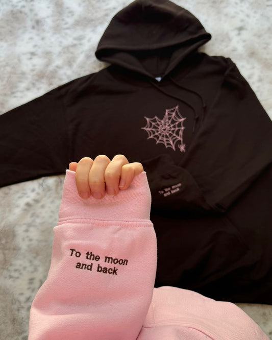 2-Pack: Spider-Web Heart with Custom Sleeves Embroidery Couple Hoodies