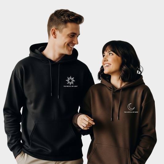 2 Pack: Hollow Sun and Moon Couple Hoodies