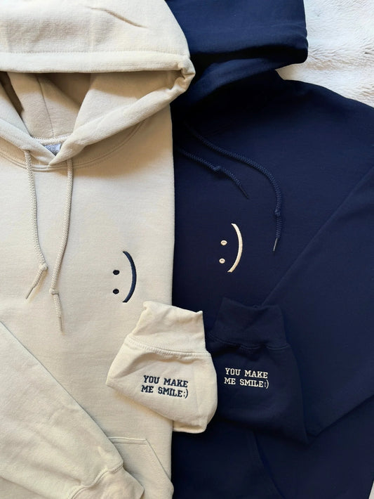 2-Pack: You Make Me Smile Embroidery Couple Hoodies