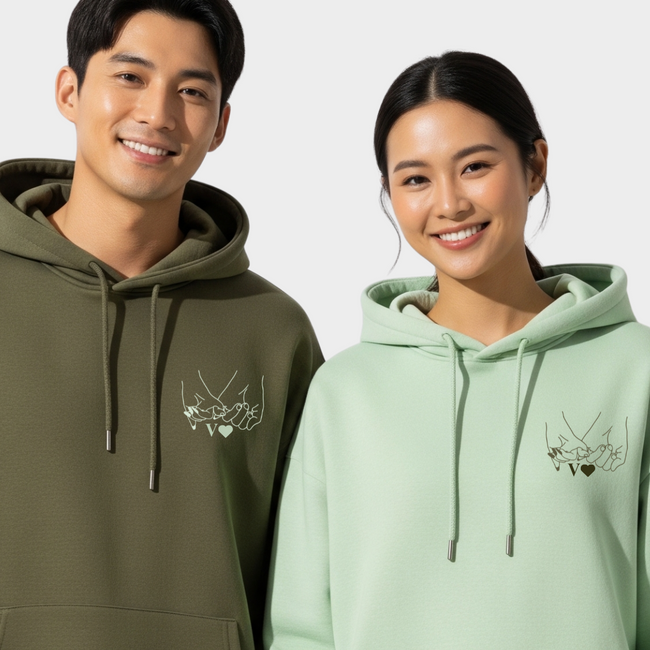 2 Pack : Olive Green and Pista Green Pinky Promise Couple Hoodies Main Image