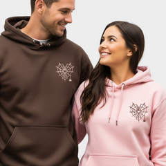 2 Pack : Pink and Brown Spider Web Heart Couple Hoodie