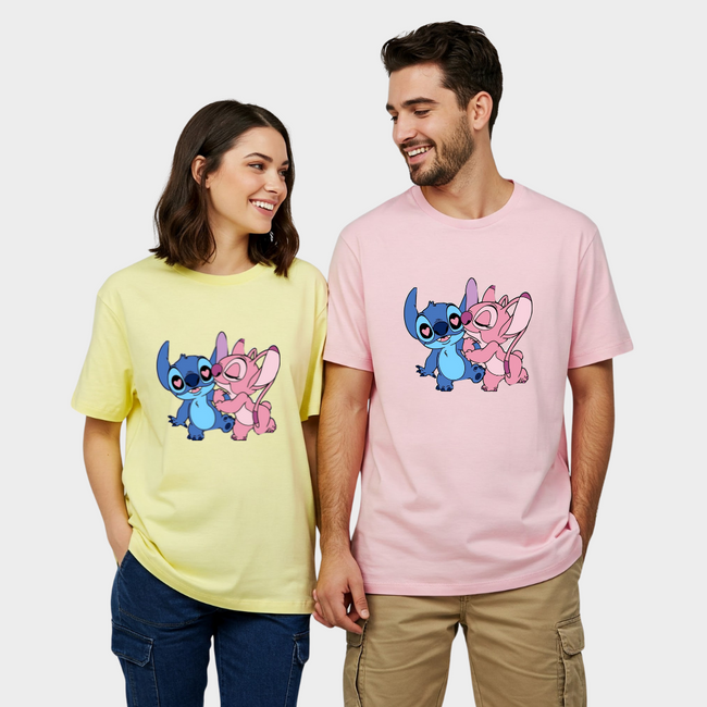 2 Pack : Angel Stitch in Love Couple T-Shirts Hover Image
