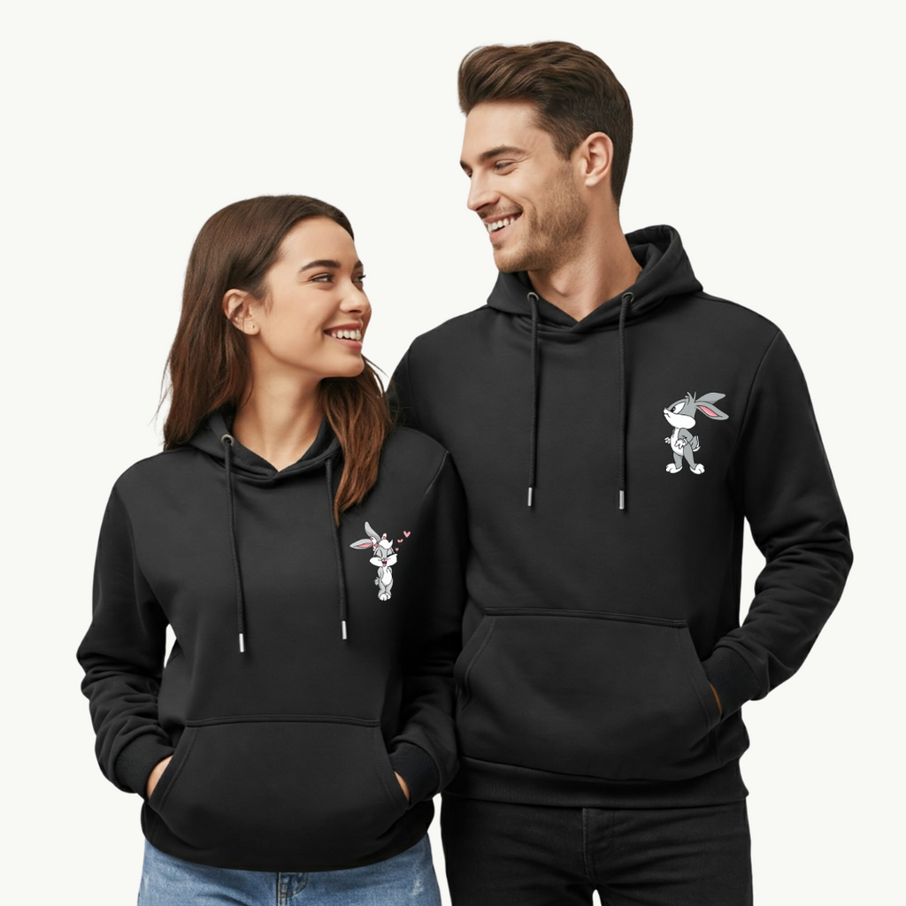 2 Pack Bugs Bunny Lola Couple Hoodie in Black Hey Heart