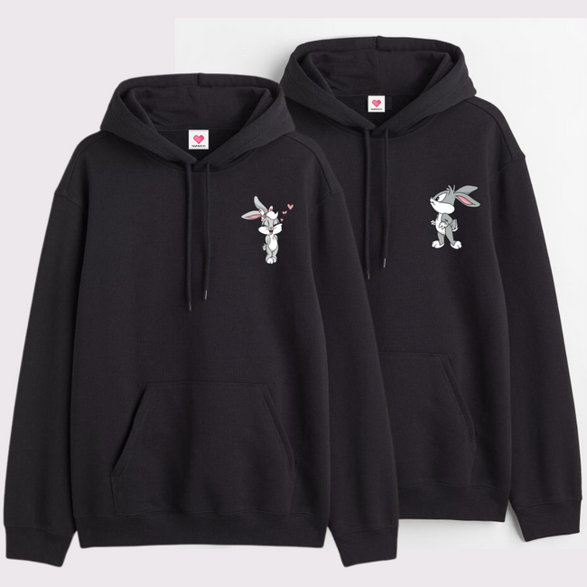 2-Pack Bugs Bunny & Lola Couple Hoodie in Black Main Image