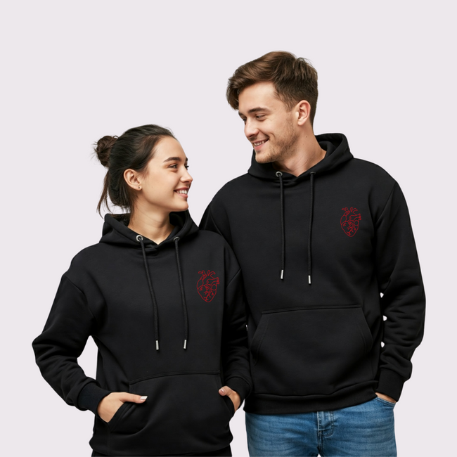 2 Pack : Cardiac Heart Black Couple Hoodies Hover Image
