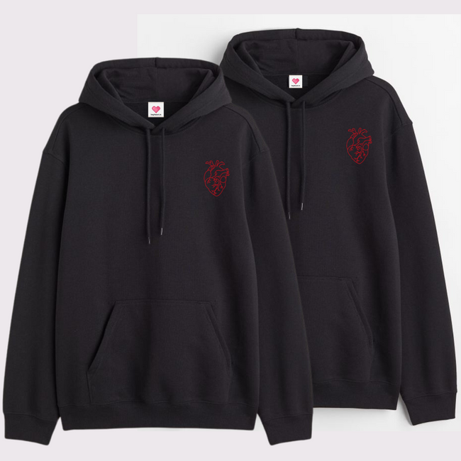 2 Pack : Cardiac Heart Black Couple Hoodies Main Image