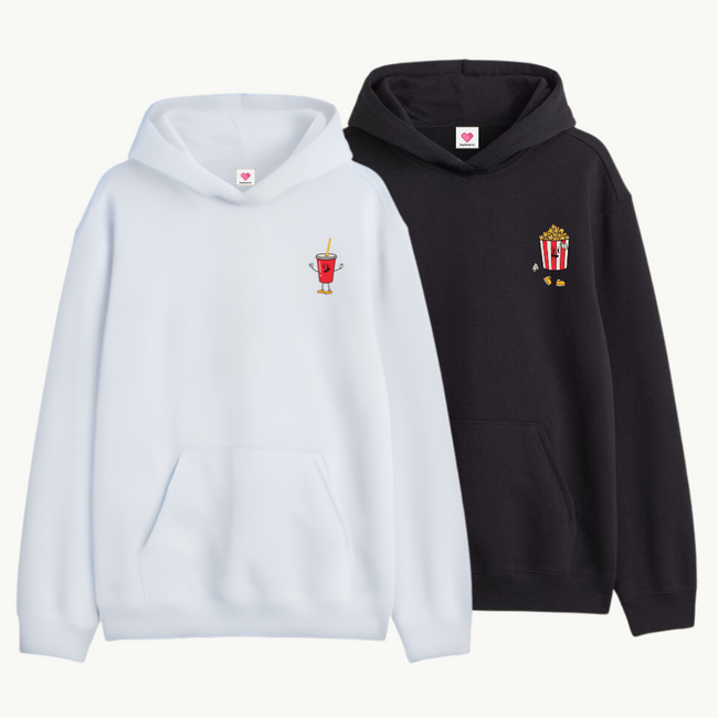 2 Pack : Coke & Popcorn Black White Couple Hoodie Main Image