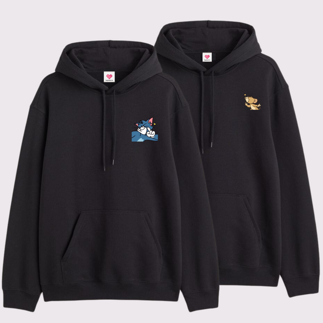 2 Pack : Tom & Jerry Kissing Black Couple Hoodie Main Image