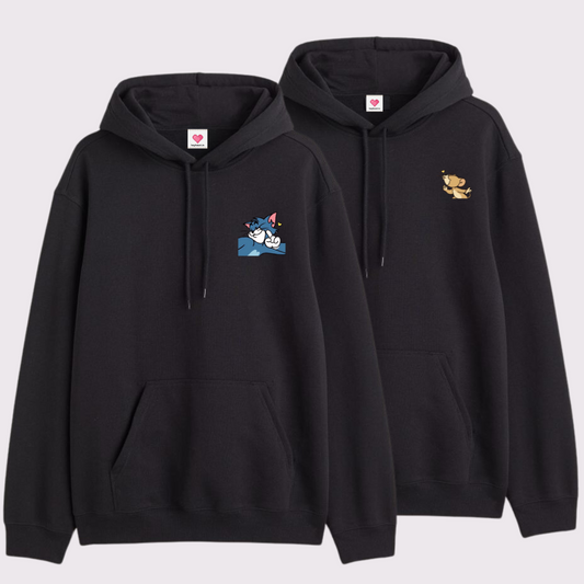 2 Pack : Tom & Jerry Kissing Black Couple Hoodie