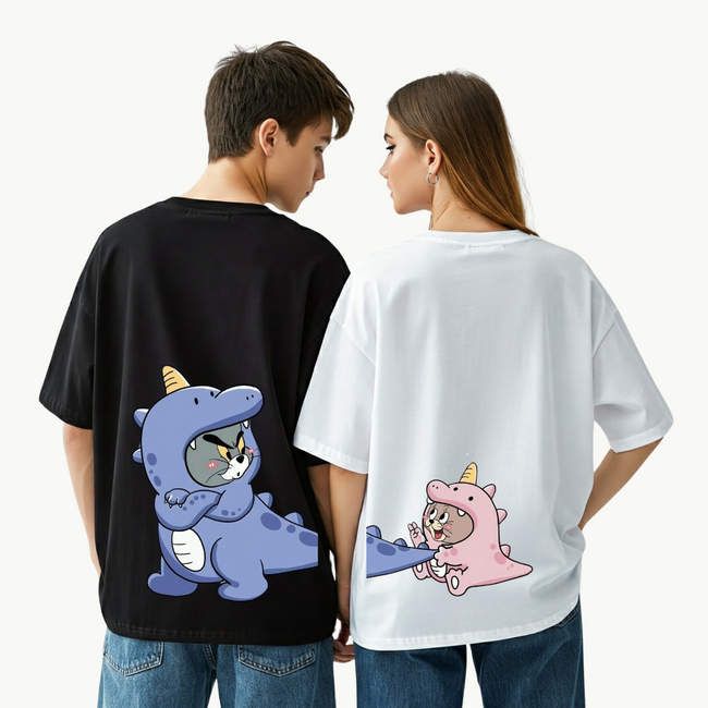 2 Pack : Dino Tom and Jerry Couple T-shirt Hover Image