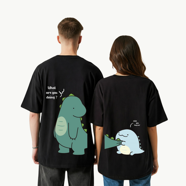 2 Pack : Giant and Tiny Dino Couple T-shirt Hover Image