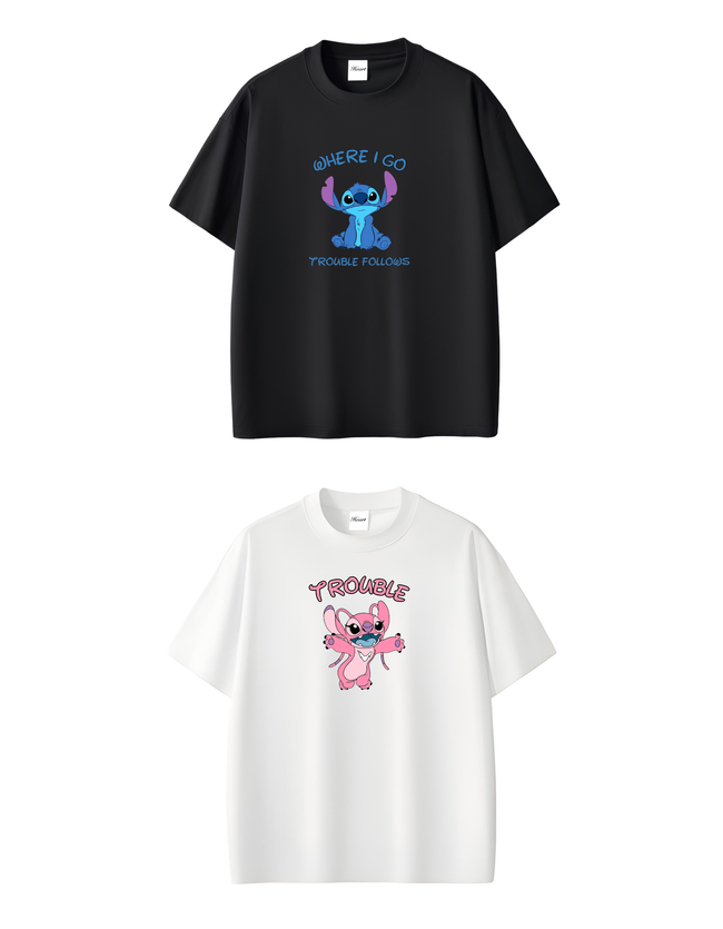 2 Pack : Where I Go Trouble Follows Couple T-Shirts Main Image