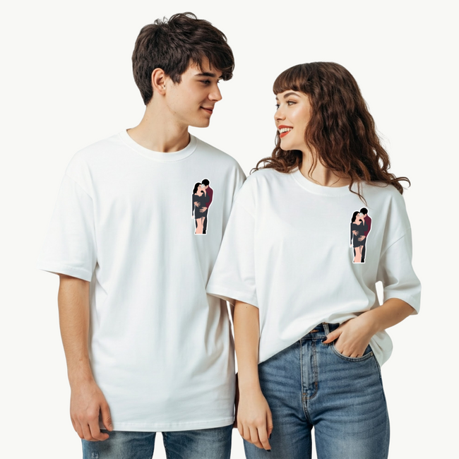 T-Shirt Photo Customised(Single/Couple) - Embroidery and Print Hover Image