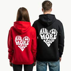 2 Pack : Manifest More Love Red & Black Couple Hoodies