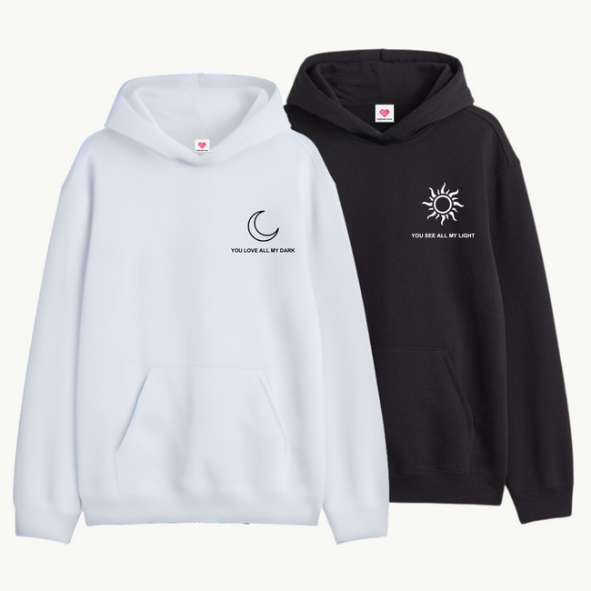 2 Pack : Custom Moon & Sun Print Couple Hoodie Main Image