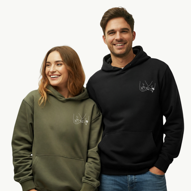 2-Pack Pinky Promise Olive Green Black Couple Hoodies Hover Image
