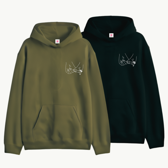 2-Pack Pinky Promise Olive Green Black Couple Hoodies Main Image