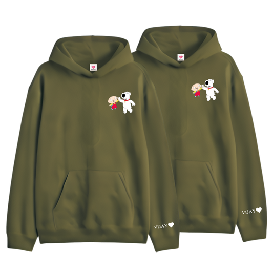 2 Pack : Stewie Griffin Olive Green Couple Hoodies