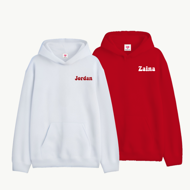 2 Pack : Custom Name with Sleeve Lyrics Couple Hoodies Main Image