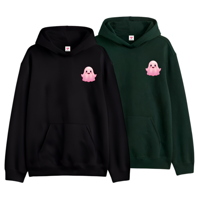 2 Pack : Happy Ghost Dark Green & Black Couple Hoodie Main Image