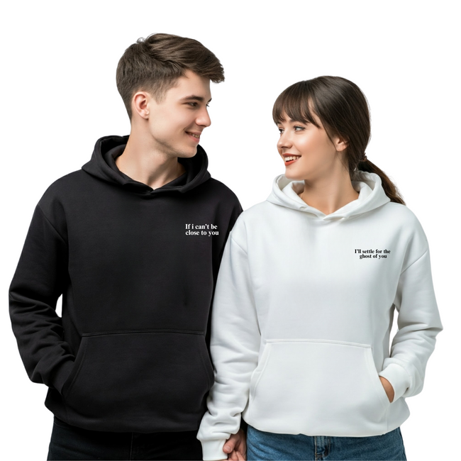 2 Pack : Ghost Proposing Black & White Couple Hoodie Hover Image