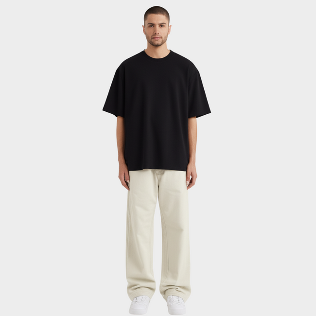 PLAIN BLACK UNISEX OVERSIZED TSHIRT Hover Image