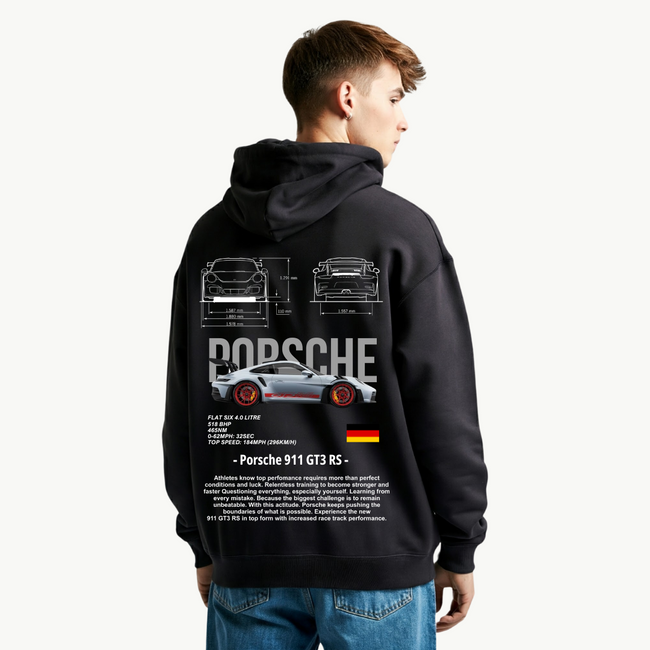 Porsche GT3-RS 911 Black Hoodie Hover Image