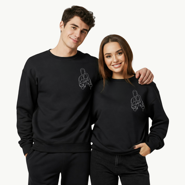 Sweatshirt Line Art Custom(Single/Couple) - Embroidery and Printed Main Image