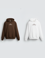 2 Pack : Brown and White Yapper and Listener Couple Hoodies