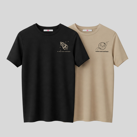 2 Pack : To The Moon and Back Couple T-Shirts