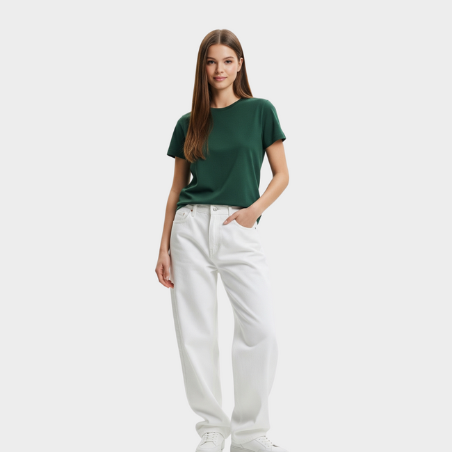 BASIC RELAXED FIT T-SHIRT DARK GREEN Hover Image