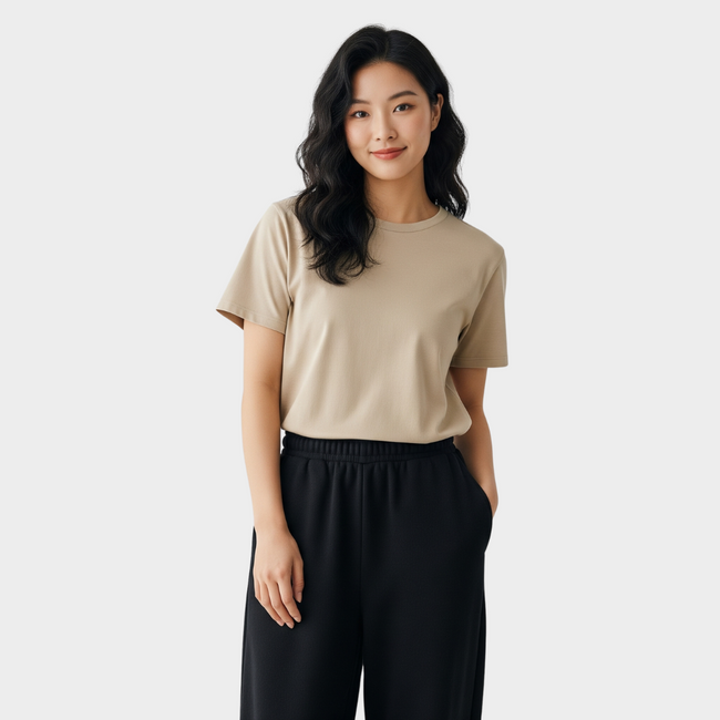 BASIC RELAXED FIT T-SHIRT BEIGE Main Image