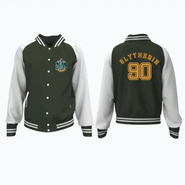 Harry Potter : Olive Green Slytherin Varsity Jacket Hover Image