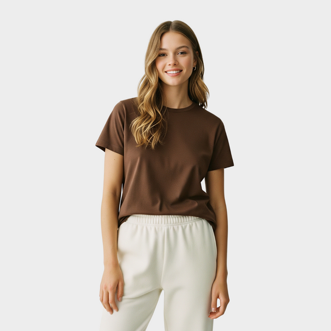 BASIC RELAXED FIT T-SHIRT BROWN Main Image