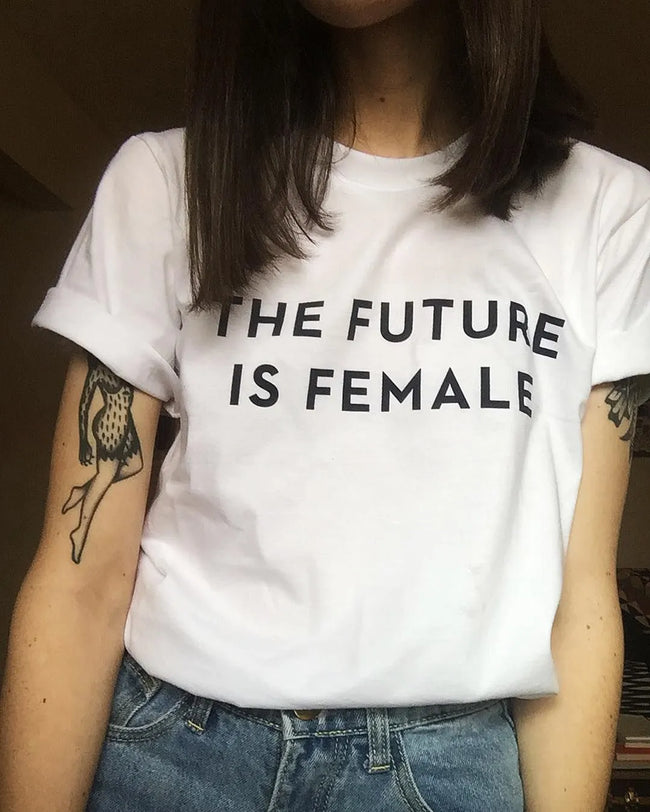 Future is Female Printed White T-Shirt Hover Image