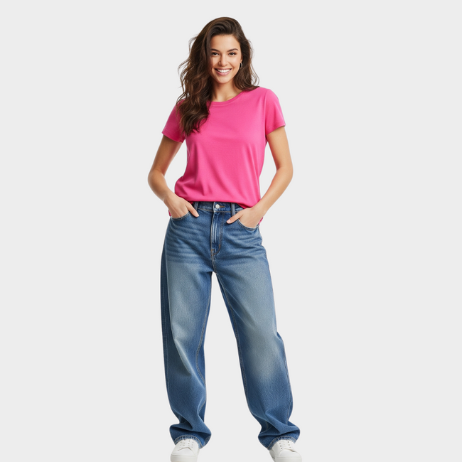 BASIC RELAXED FIT T-SHIRT HOT PINK Hover Image