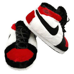 Red Black High Plush Sneakers- Soft & Stylish Indoor Slippers