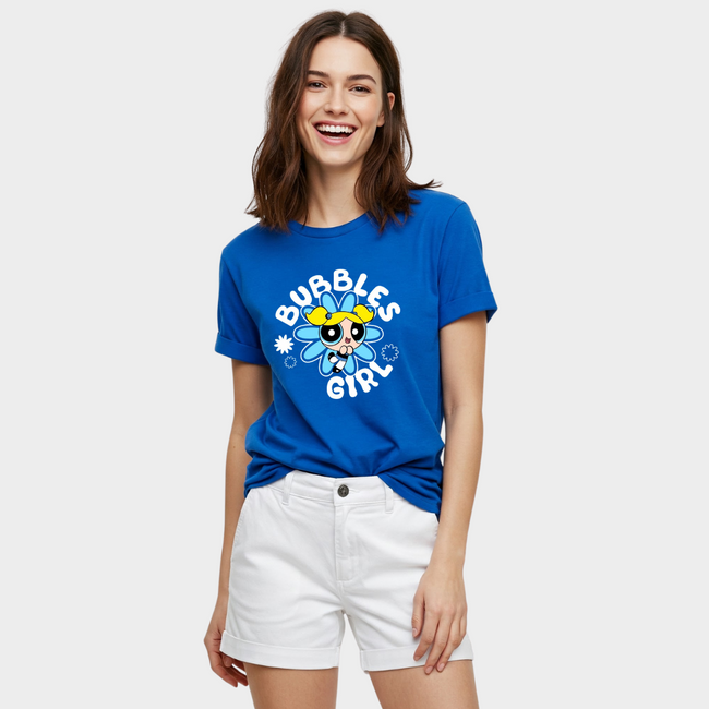 Bubbles Powerpuff Girl Royal Blue Tshirt Hover Image