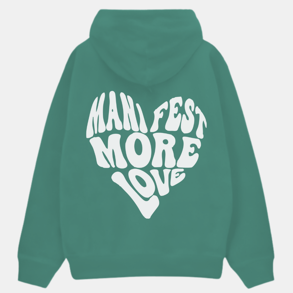 2 Pack: Manifest More Love White and Sage Green Couple Hoodies