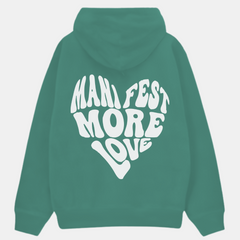 2 Pack: Manifest More Love White and Sage Green Couple Hoodies